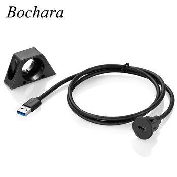 Bochara USB3.0 Тип A Мужской к типу C 3,0 Женский кабель панели приборной панели Водонепроницаемый с экранированным держателем для автомобиля, мотоцикла, лодки