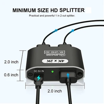 Видеопереключатель 1 в 2 выхода 4K при 30 Гц HDMI-Совместимый Разветвитель С поддержкой 3D HD 1080P для Fire Stick PS Blu-Ray Cable TV Box