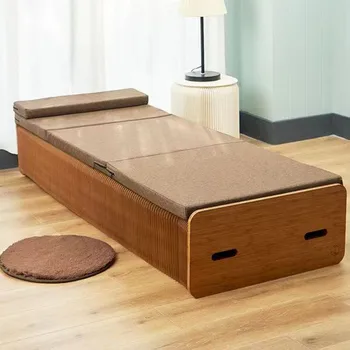 Раскладная кровать из крафт-бумаги, мебель для спальни, Раскладная гостевая односпальная кровать, раскладная кровать с толстым матрасом с эффектом памяти, кровать-платформа